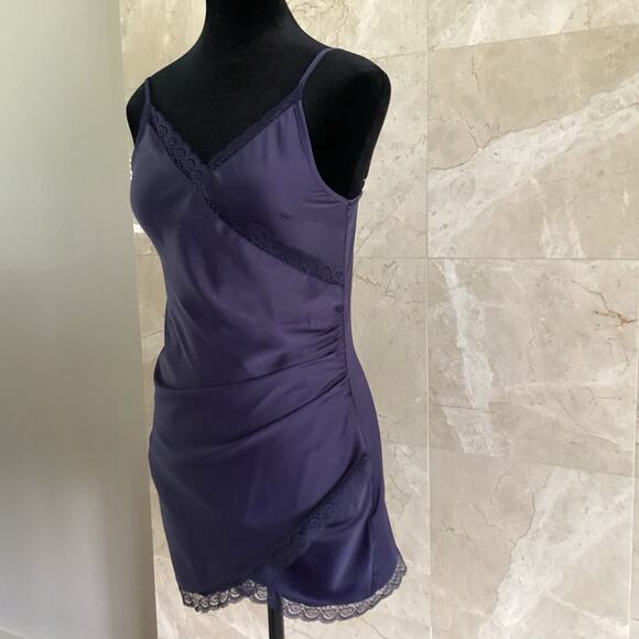 Urban Outfitters Margaux Satin Slip Dress Small Navy Whimsigoth 90s Grunge Fairy - Picture 4 of 12